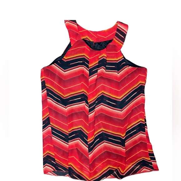 A. Byer sleeveless fully lined blouse size M Red Gold Black orange red - Picture 3 of 8